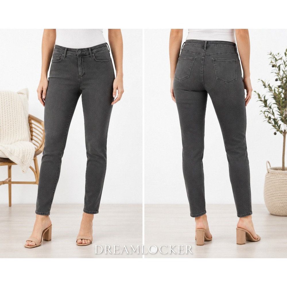 NYDJ Jeans 8 Alina Legging Jeans Black Fade Tapered‎ Mid Rise Lift Tuck Stretch